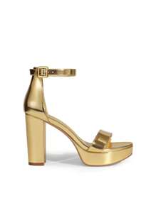 Women Platform Chunky High Heeled Sandals Ankle Strap Open Toe 4-Inch Block Heels Dress Shoes For Wedding Party Evening - Vàng - Xem 7