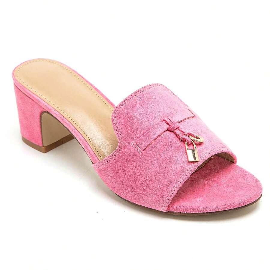 Sandales à talons hauts minimalistes polyvalentes et décontractées, été - Rose bonbon - Voir 1