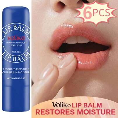 6-Pack Voliko Glossy Lip Balm With Vitamin E, Chrysanthemum, And Honey Infusion - Alcohol-Free, Suitable For All Skin Types, Unisex For Adults, Plumping And Glossy Effect, Ideal For Christmas And New Year Gifts