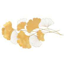 YUNRUX Feuille de Ginkgo à suspendre au mur, décoration murale en métal, art mural moderne, paysage créatif, décoration murale, feuilles de ginkgo en métal, image décorative, décoration d'image en métal