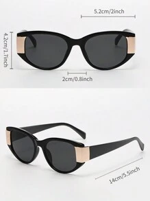 优雅休闲黑色太阳镜，复古椭圆猫眼塑料镜框，经典设计，适合户外旅行、海滩度假、日常佩戴，夏季防紫外线驾驶眼镜，男女通用 - 黑色 - 查看 5