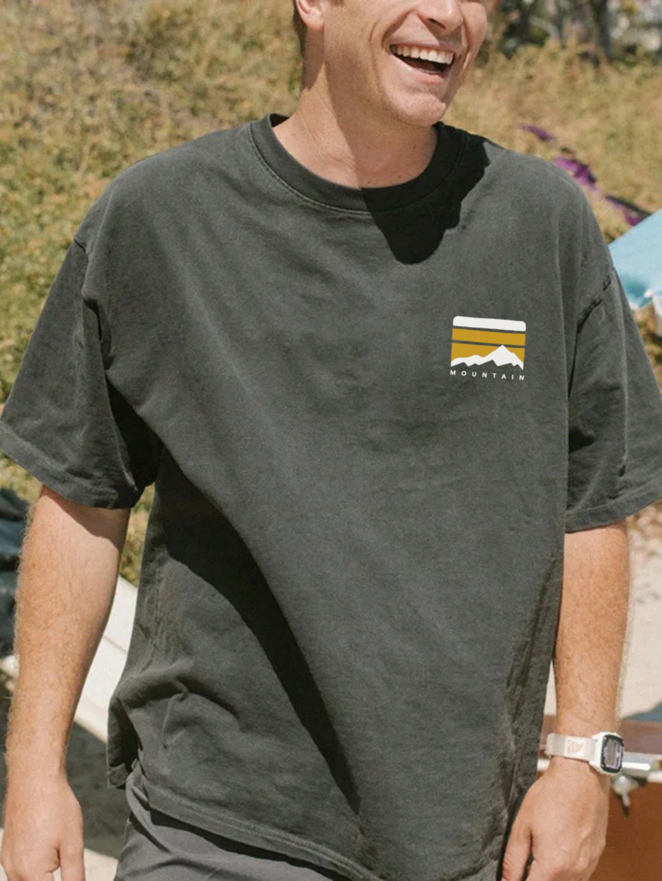 Men's Crew Neck Short Sleeve Printed Casual Top, Everyday Wear