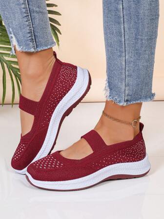 女士透气一脚蹬鞋，软底防滑休闲步行鞋，适合春夏季