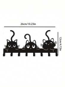 HELLOYOUNG 1 PC Black Metal Cat Hooks Set Of Three - A Unique Personalized Gift For Indoor Use In Living Room And Bedroom, Adding An Elegant Touch To Home Decoration, Perfect As A Christmas Present