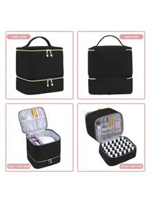 1 pieza Estuche de cosméticos, bolsa de cosméticos, neceser, bolsa de almacenamiento de cosméticos, bolsa de almacenamiento de maquillaje, bolsa de herramientas de maquillaje de gran capacidad y multiuso, portátil, adecuada para dormitorios universitarios, acolchada, de moda, regalo para mamá, para chicas, artículos necesarios para el dormitorio - Multicolor - Ver 4