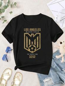 LA Galaxy Women's Soccer Fan T-Shirt - Supporter Gift Tee LA Football Apparel - Black - View 1