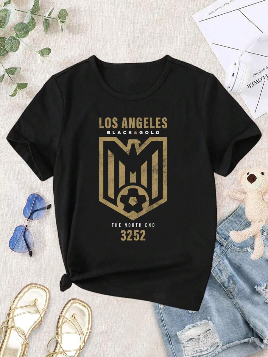 LA Galaxy Women's Soccer Fan T-Shirt - Supporter Gift Tee LA Football Apparel - Black - View 1