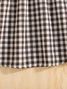 Young Girl' Plaid Loose Lightweight Dress, Spring/Summer - Coffee - View 5