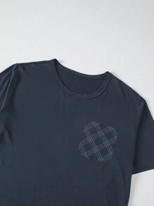 2pcs Men's Lightweight Summer Sleepwear Set, Short Sleeve Top And Pants, 2pc Men's Plaid Summer Lounge Set - Dark Grey - View 3