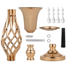 GOQODO 2/6/10 件，水晶花架婚礼桌面中心装饰，高大优雅的金属插花架，桌面金属花瓶适用于婚礼派对晚宴活动酒店家居装饰母亲节礼物塑料花，金色，婚礼装饰，中心装饰，桌面装饰，派对