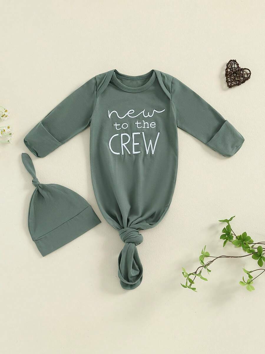 Newborn Sleeper Gown Baby Boy Girl Coming Home Outfit Infant Nightgown Sleeping Bag Sleepwear Pajamas - Green - View 1