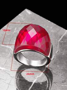 这款欧美流行的红色合成锆石钛钢女士戒指，采用316不锈钢材质，不褪色，低过敏性，是母亲节和情人节的理想礼物。 - 鋼色戒指 - 查看 5