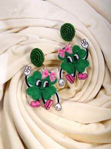 Pink Snail Funny Cute Statement Handmade Seed Bead Stud Earrings, Cartoon Kawaii Earrings, Fashion Jewelry, St. Patrick's Day Clover Bow, Animal Lover Acrylic Resin Drop Dangle Earrings For Women & Girls, Summer, Winter, Holiday, Beach, Party, Gift For Her, Couple Gift, Valentine's Day,Mom,Mother,Mother's Day,Gift