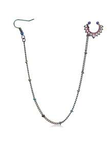 CIZME 1Pc/Set Fake Septum Rings Septum Piercing Nose To Ear Chain Jewelry Rhinestone-Stud Dangle Nose Chain Piercing Jewelry Faux Nose Ring Chain Non Pierced Clip On Dangle Septum Earrings For Women