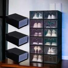 6PCS SHOE STORAGE WITH THICK TRANSPARENT FLAP DUSTPROOF MULTICOLOR - Multicolor - View 4