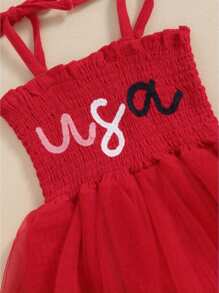 Baby Girl Summer Jumpsuit 4th Of July Letter Print Sleeveless Romper Dress And Headband Set Cute Fashion Clothes Outfits