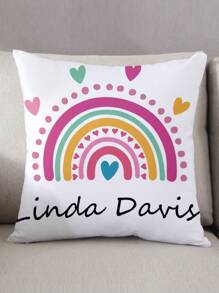 1pc Customized Personalized Name Printed Pillow Case, Custom Name Pillow, Single Sided Print Pillow Cover For Mother's/Father's/Thanksgiving/Teachers' Day, Create Your Own Picture Pillow Case, Great Gift For Family, Friends And Yourself,Valentine's Day Gift - White - View 2
