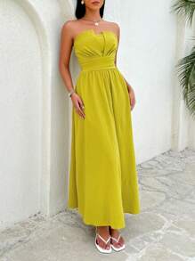 Robe longue élégante de vacances pour femmes, couleur unie, tube