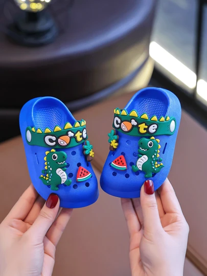 Cute Dinosaur Unisex Baby PVC Clog Garden Shoes - Comfortable & , Perfect For 0-5 Years Old