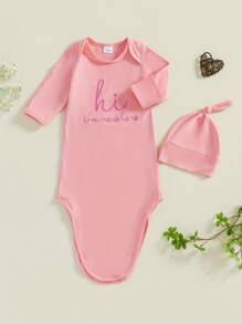 Newborn Sleeper Gown Baby Boy Girl Coming Home Outfit Infant Nightgown Sleeping Bag Sleepwear Pajamas - 粉色 - 查看 2