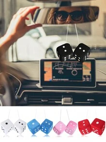Car Dice,2.75In Pair Of Auto Rear Mirror Plush Dice, Soft And Fuzzy Car Charm Interior Ornament For Sedan, Truck, SUV Hangable Decoration, Cute Car Decoration Ornament Accessories - Style a - View 14