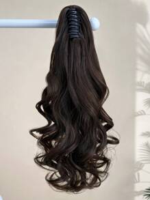 Claw Ponytail Extension Hair Dark Brown Color 22 Inch Long Natural Wave Heat Resistant Fiber Synthetic Ponytail Hairpiece For Women Daily Used - Brown - View 6