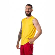 CHIELLA SPORTS Men's Machão Plain Tank Top Women's Unisex Sleeveless - 黃色 - 查看 2