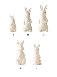 1 pieza Adorno de conejo blanco de cerámica, en varios tamaños, de estilo simple y lindo, apropiado para escritorio, decoración del hogar, oficina, estantería, mueble de TV