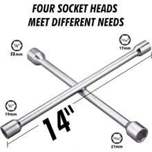 Universal Star Wheel Wrench For Car 4-Way 17 19 21 23 Cross Type - 銀色 - 查看 5