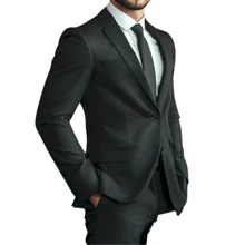 Slim Fit Business Suit, Complete Executive Standard (Pants + Blazer) - Immediate Shipping - Black - View 4