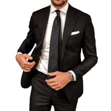 Slim Fit Business Suit, Complete Executive Standard (Pants + Blazer) - Immediate Shipping - Black - View 6