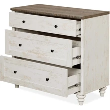 Dresser For Bedroom With 3 Drawers, Oak Kids Dressers With Wide Chest Of Drawers, Mid Century Modern Wooden Closet Storage Organizer, Small Dressers For Nursery, Hallway, Living Room - 質樸的白色 - 查看 7