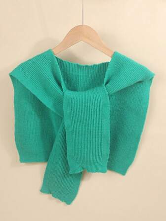 1 件女士甜美风格纯色针织披肩披肩，温暖且适合日常使用