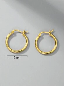 1 Pair Minimalist 925 Silver Gold-Plated Round Hoop Earrings