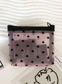 2pcs Mesh Heart Cosmetic Bag, Portable Zipper Toiletry Organizer, Perfect Lipstick Bag Coin Bag Carry-On Storage Bag,Especially Suitable For Travel Storage, Mini Heart-Shaped Lipstick Storage Bag((Random Printing)) Makeup Bag School Supplies Travel Essentials Make Up Bag Holiday Essentials Makeup Bags Makeup Pouch Makeup Organizer Holiday Winter Leopard Print Sausage Dog Women Gifts For Women - Multicolor - View 2