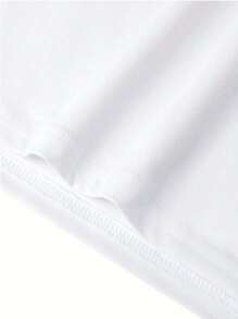 Camiseta de Manga Curta com Estampa Customizada de Urso, Gola Redonda de Manga Longa, Esportiva e Versátil, Confortável, Infantil e Toddler - Branco - Visão 4