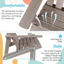 Lifezeal 2 Person Adirondack Chair Kid Solid Wood Loveseat Backrest Arm Rest Patio Coffee/White/Gray