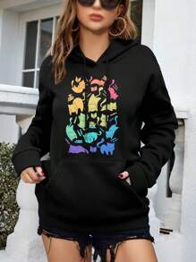 Women's Cats Books Hoodies Sweatshirts Cute Cat Lover Gifts - Black - View 1