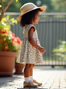 女童新款时尚百搭简约连衣裙，春夏季弹力盖袖连衣裙，儿童柔软舒适，户外休闲装，派对/节日/宴会首选