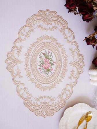 1/2 件复古蕾丝餐垫，复古法式优雅蕾丝小垫布，手工刺绣桌垫，适用于家庭餐桌装饰派对装扮