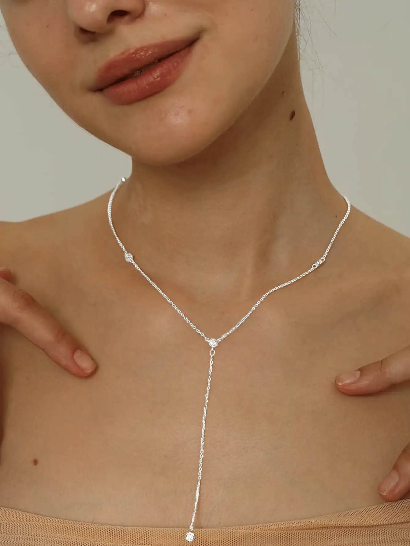 女士套索项链，精致多层黄金长项链 14k 镀金串珠条形 CZ 吊坠项链 简约金色 Y 形颈链 女士项链 时尚黄金首饰 女士礼物 - 五顆鑽石Y字鏈 - 查看 6