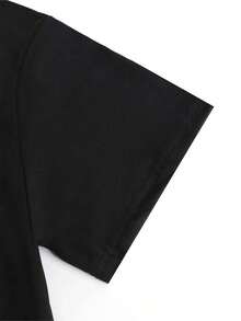 Camiseta de moda con diseño divertido de corazón y texto "LOVE"‌ - Negro - Ver 3