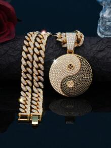 Hip Hop Icy Cuban Link Chain, modny urok Tai Chi wisiorek naszyjnik biżuteria modowa naszyjniki dla