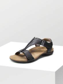 Women's Arch Support Flat Sandals T-Strap Orthopedic Sandals With Adjustable Hook And Loop Strap Simple Comfortable Summer Vacation Casual Beach Sandals Shoes - 灰色 - 查看 1