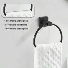 Matte Black Hand Towel Holder, Bathroom Towel Ring, Bath Hand Towel Hangers Wall Mounted Half Round Modern - màu đen - Xem 5