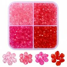 约 1200 件 4 色透明亚克力珠、双锥珠，适用于手链 DIY 珠宝制作