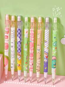 7 pezzi/1 set Matita automatica da 0,5 mm con gomma senza ricarica, stile carino, strumento di scrittura per studenti, bambini, scuola, ufficio, strumento di scrittura per insegnamento (stile casuale), stagione di ritorno a scuola, stagione di inizio scuola
