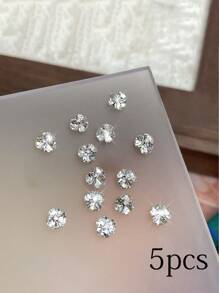 5件高品质美甲花子。手工成品,带水钻,热门网红,超闪水晶钻球,美甲装饰,美甲用品,美甲饰品,美甲宝石 - 銀色 - 查看 6