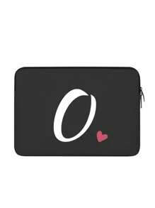 1pc Heart Shaped Pattern And Letter Print Handheld Laptop Bag, Simulated Diving Material Tablet Liner Bag, Apple Ipad Foam Protective Case, Computer Bag - Black - View 12