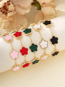 Stylever 1 Peça Bracelete Floral Fofo Jóias Femininas para Mulheres, Pulseira de Corrente Elegante de Prata 925, Presente de Jóias Finas para Irmãs Amizade